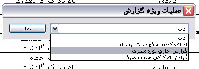 گزارش آماری نوع مصرف